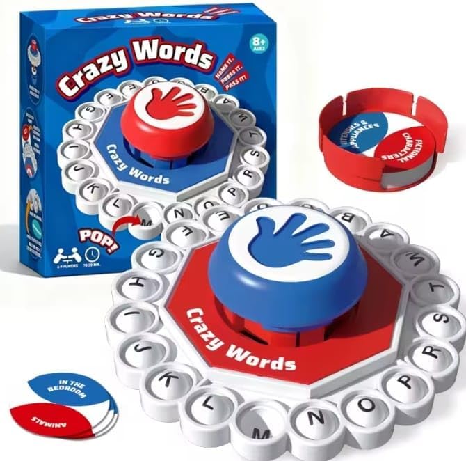 517CNzYRMSL._AC_ Crazy Words Fast-Paced Letter Pressing Family Game, Ages 8+, 2-5 Players - Image 1