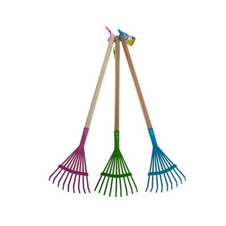 46907144-pdpxl Bulk Pack 4x "Garden Monsters" Kids Leaf Rake Assorted Colours - Image 1