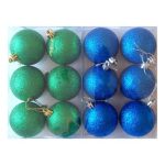 2 Sets of Christmas Ball Decorations - Green & Blue