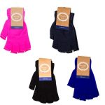 Bulk Pack X4 Acrylic Knit Kids Gloves 5 Open Finger