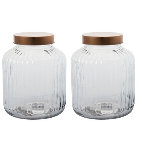 56702211-1-pdpxl Storage-Jar Glass With Copper-Lid 3.5L - 18 x 21cm (Set of 2) - Image 1