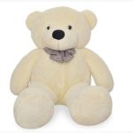 TANOTIB Cuddly Plush Teddy Bear With Bow -Tie - Ivory White - 80cm