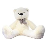 Giant Cuddly Plush Teddy Bear with Bow - Tie - Ivory  White- 160cm