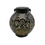 Outdoor Solar LED Round Hanging Lantern - Black