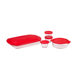 Red Glass Roaster Set 10 Piece
