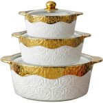 White European Ceramic Soup Pot (Set of 3)