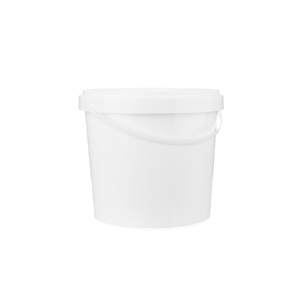 9L Plastic Storage Bucket with Lid (White) - 5 Pack