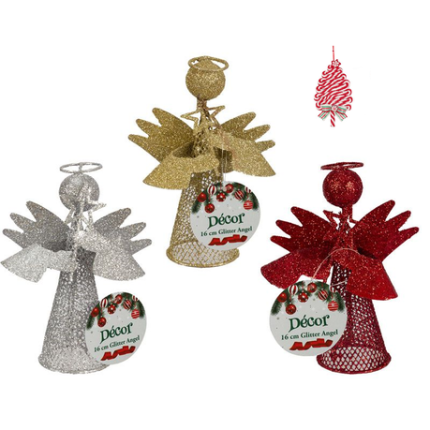 3pack Christmas Table Decor glitter angel with Candy Sticks Ornament-16cm