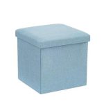 Folding Storage Ottoman Cube Footrest Stool Step Top Organize - Blue - M