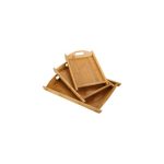 Bamboo Rectangular Wooden Serving Tray With Handles JC-50 - 3 Piece