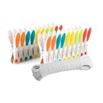 Washing Line 20m With 20 Piece Clothing Pegs, Plastic
