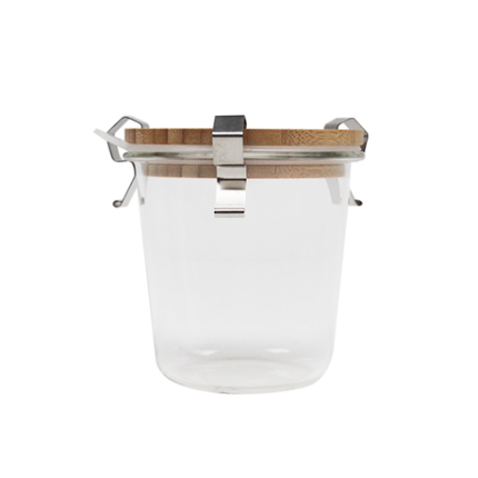 Jar with Wooden Lid & Metal Clips - Set of 2 - 110 ml