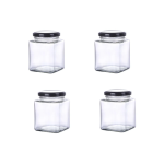 Square Preserving Jars with Screw Lid Black - Set Of 4 - 490 L