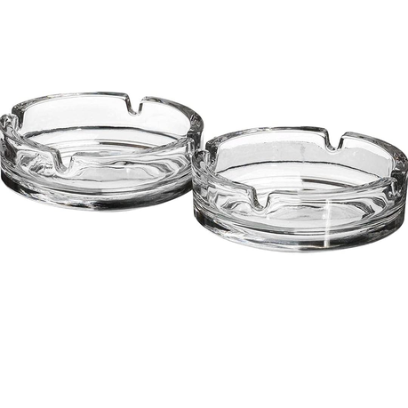 s-pdpxl Set of 2 - Round Glass Ashtrays 10cm - Image 1