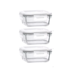 Square Heat-Resistant Glass Food Containers - 1.1 Litre - 3 Pack
