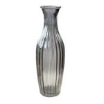 Ribbed Home Decor Glass Vase 23cm - Set Of 2 - Grey