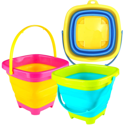 Foldable Travel Rubber Beach Bucket - Set Of 3