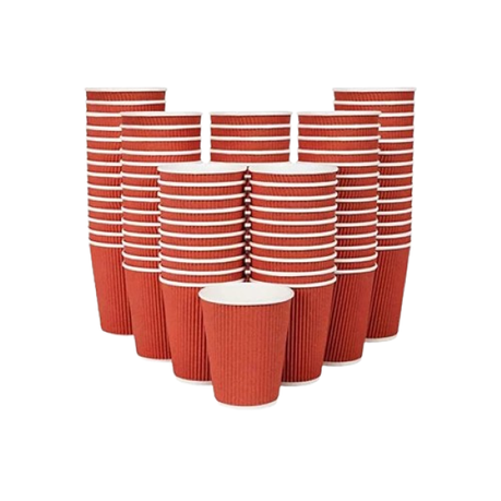 s-pdpxl 8 Oz Red Ripple Coffee Cup - 25 Pieces - Image 1
