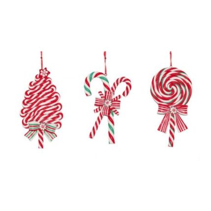 Christmas Candy Sticks Ornaments Set Of 3
