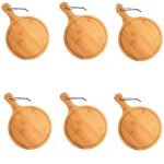 6 x Home Mart Organic Bamboo Round Pizza Serving Board Pizza Platter - Large: 30 x 43cm