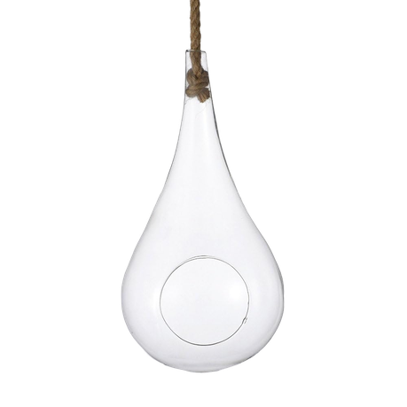 s-pdpxl Glass Raindrop On Rope Hanging Planter for Succulent - S - Image 1