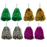 Metallic Foil Cheerleading Pom Poms - Set of 4 - 3 Pack