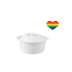 Round White Casserole Dish with Lid plus Heart Sticker - 24 cm