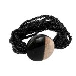 Black Agate Stone Bead Bracelet