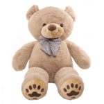 Giant Teddy Bear with a Bow-Tie & Paws  - Tan - 120cm