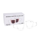 Double Wall Insulated Glass Cappuccino Cups 250ml - Set of 2
