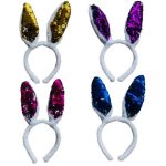 Bendable Sequins Easter Bunny Rabbit Ears Head Band - Alice Band (4 Piece) - 1 Pack