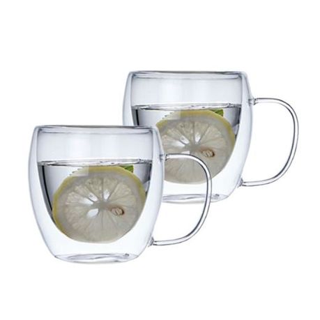 s-pdpxl Double Walled 250ml Glass, with Handle, Coffee & Tea Mug, Nespresso Compatible - Image 1