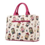 Cute Teddy Bear Print Ladies Tote Handbag with Pink Handles