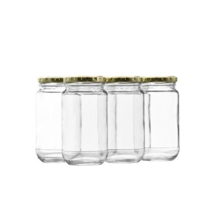 Round Glass Jar With Gold Lid-375ml - 6 Pack