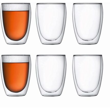Double Wall GlassTransparent Set of 6 Glasses - 450ml