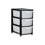 3 Drawer Storage Unit Black and Clear
