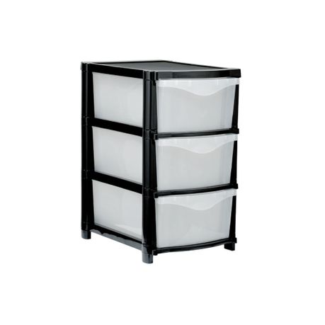 s-pdpxl 3 Drawer Storage Unit Black and Clear - Image 1