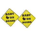 Baby On Board Sign Yellow & Black (150mm x 150mm) - Set of 2