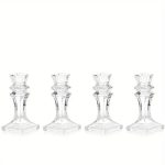 Elegant French Retro Square Glass Candle Holder - Set of 4