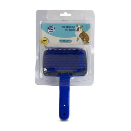 Pet Brush - Cat/Dog - Self-Cleaning - Blue - 20cm