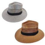 2 x Fedora Hat For Men & Women Panama Straw Hat Summer Hat 2022 - Brown + Grey