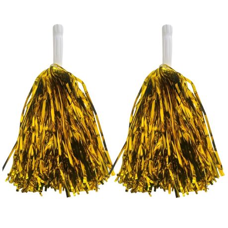s-pdpxl Metallic Foil Cheerleading Pom Poms - Silver - 2 Pack - Image 1