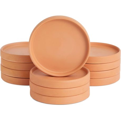 s-pdpxl Small Ceramic Terracotta Saucers for Flowers - Set Of 12 - Image 1