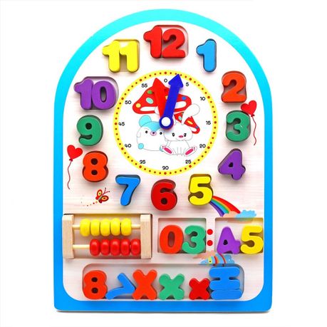 s-pdpxl Children Montessori Abacus Colorful Wooden Clock Educational Toy - Image 1