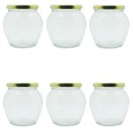 6 Piece Jar 530ml Honey Glass Belly with Lid