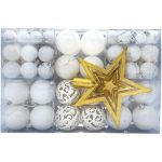 White 100 Pc Shatterproof Bauble With Gold Star