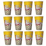Yellow Retro Paper Party Popcorn Buckets - Set of 16 - 17cm