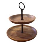 2 Tier Acacia Tea Stand