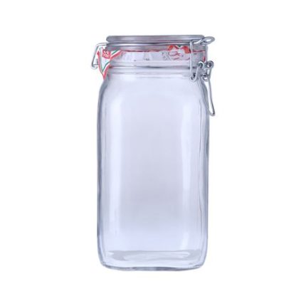 Candy Striped Cliptop Glass Jar - L