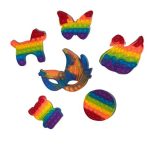 Rainbow Coloured Pop It Fidget Toys Including Fidget Mask - 6 Pieces